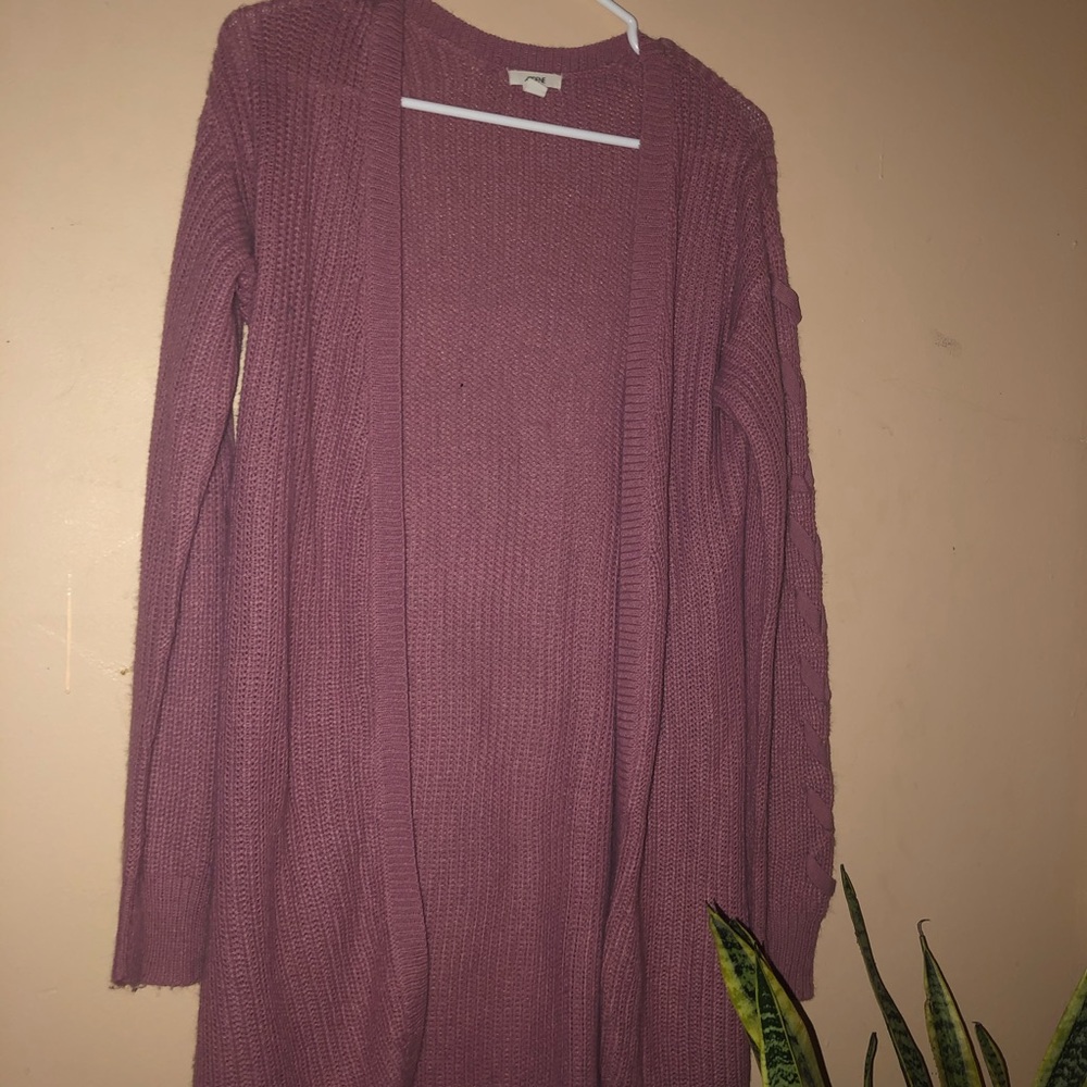long pink cardigan
